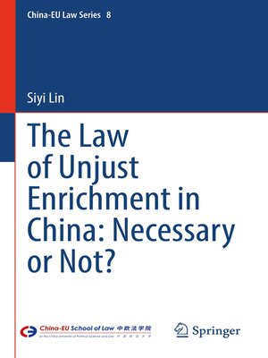 cover image of The Law of Unjust Enrichment in China